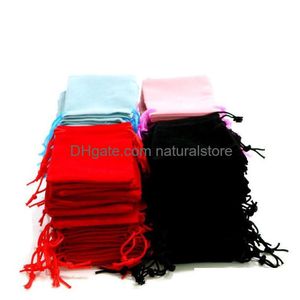 Jewelry Pouches Bags 100Pcs 5X7Cm Veet Bag For Headset Mini Dstring Pouch Woman Man Bundle Pocket Black Red Pink 0 3Ys K2 Drop Deli Dhwjz