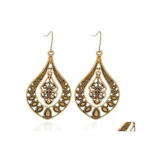 Charm Peacock Tail Carving Drop Earrings For Women Ethnic Alloy Piercing Dangle Jewelry Pendient Delivery Dhajd