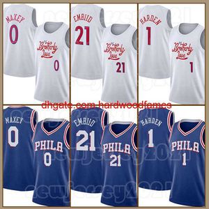 Camisa de basquete James Harden Joel Embiid Tyrese Maxey Retro Allen Iverson Julius Erving Camisa do 75º aniversário