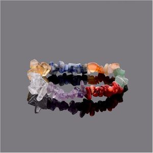 Beaded 7 Chakra Healing Crystals Natural Stone Chips Single Strand Women Bracelets Lazi Reiki For Drop Delivery Jewelry Dhgarden Dhkd0