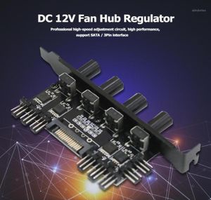 FANS SOĞUTMALARI 12V Bilgisayar Kılıfı Fan Hub Regülatörü 8 Yolu 4 Knob Sata3pin CPU CASE15338810 için Hız Denetleyicisi