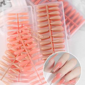 False Nails 240st Fake 4 Olika färgade fulla täcktips Tryck på Extension Tool C Curve Pink French Long Wear Manicure Patch