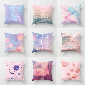 Pillow Case 45x45cm Pink Sky Planet Series Printed Throw Cover Polyester Home Decoration Decorative Cushion