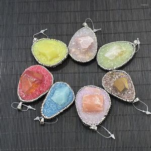 Charms Natural Stone Resin Pingente Conector Charm Girl para Jóias Diy Incluste Ore Fazendo Brincos Bracelete 45x61mm