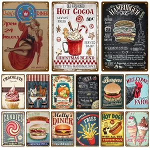 Retro Diner Tin Sign Poster Vintage Wall Posters Metal Sign Decorative Wall Plate Kitchen Plaque Metal Vintage personalized Decor Accessories Size 30X20 w02