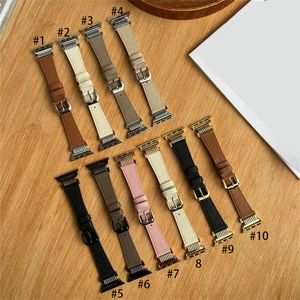 Luxury Fashion Leather Bracelet Watchband For Iwatch Series 41mm 45mm 38 42mm 40mm 44mm Men Women Strap For Apple Watch 8 7 6 5 4 3 Se Wristbands Smart Accessories