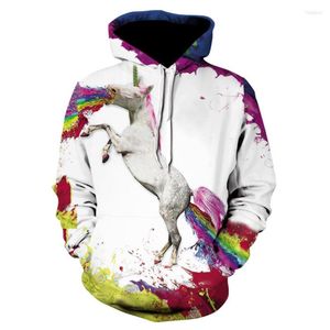 Men's Hoodies Creative Design Of Animal Casual Long Sleeve Hooded Sweatshirt 2023 Fashion Male And Female Painted Horse Hoodie