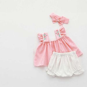 Lzh verão macacão de bebê da criança crianças meninas define topshorts xadrez irmãs roupas recém-nascidos ternos roupas infantis