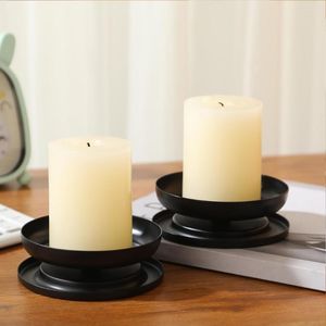 Candle Holders Matte Holder Electroplate Candlestick Decorative Iron Pillar Plate For Home Housewarming Decoration