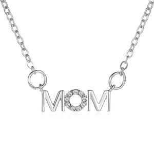 Vintage Crystal Letter Mom Charms Chain Necklace Choker for Mom y2k Aesthetic Silver Gold Plated Pendant for Women Jewelry Accessories Birthday Mother's Day Gift