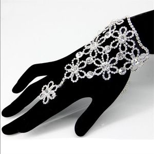 Strand pärlstav strängar lyxiga blomma strass hand bakkedja sexig glänsande kristall damer armband ring bankett smycken temperament