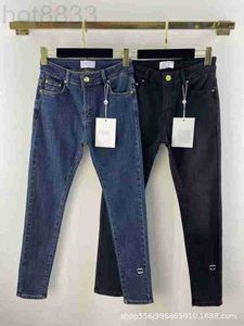 Jeans da donna firmati piccola catena di fragranze in pelle marca decorativa pantaloni a matita coreani a vita alta autunno 6PX9