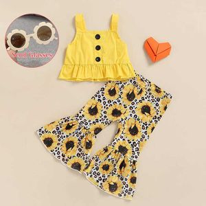 LZH Girls Sets Sets Fashion Flower Toppants Kit garnitur dla dzieci Odzież ubrania dziecięce Ostra wysyła okulary