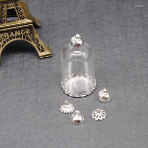 Pendant Necklaces 30x20mm Glass Dome Jewelry Globe Bubble & 20mm Blank Cap DIY Necklace Vial