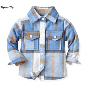 Kids Shirts Top and Autumn Winter Unisex Baby Boys Girls Long Sleeve Cotton Plaid Infant Toddler Casual Button Down Blouses s 230214