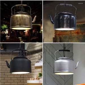 Lampade a sospensione Lampada da bollitore industriale American Retro Restaurant Bar Modellazione decorativa Hanging Loft Decor Iron Teapot Lighting