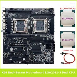 Motherboards Black Motherboard LGA2011-3 Dual CPU Support RECC DDR4 Memory With 2XE5 2609 V3 Switch Cable