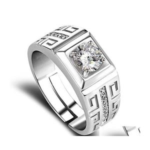 Band Rings Kiss Mandy Classic Couple Wedding Ring 6.5Mm Width Simple Design Open With Bezel Setting Cz Wholesale Jewlry Drop Deliver Dhd94