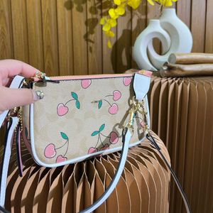 Hot Pink Cherry Print Designer Bag Leather Shoulder Bags C-Letter Underarm Tote Bag Women Fashion Crossbody Bags Designers Handbag Purse 230207