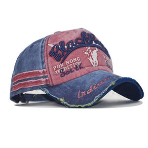 Wholesle Cotton Washed Coated Hip Hop Baseball Cap Cattle Embroidered Hat Words Sunshade