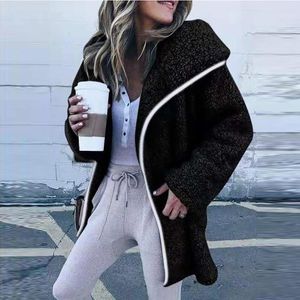 Women's Jackets Winter Women's Hoodies Coat Ladies Long Sleeve Hooded Lamb Wool Fleece Warm Cardigan Jacket Outwear Women Clothes