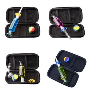 Paladin886 CSYC NC093 Glass Pipe Bag Set Cooling Oil Inside DNA Style Dab Rig Smoking Pipes 14mm Titanium Ceramic Quartz Nail Clip Wax Tool Silicon Jar Smooth Airflow