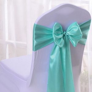 Sashes 50st Wedding Satin Chair Gold Belt Ribbon Organza Bows Tie för bankettparty Event Supplies Peach 230213