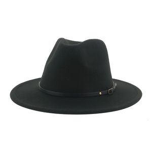 Wide Brim Hats Bucket for Women Men Winter Hat Felt Fedoras Luxury Dress Formal Wedding Jazz Caps Chapeau Femme 230214