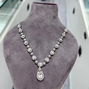Chains Classic Sweater Chain Moissanite Full Diamond Pendant Necklace Lab Made 925 Silver Wife Marriage Anniversary Christmas Gift