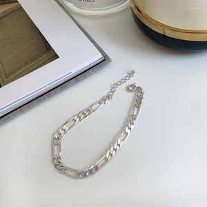 Charm Bracelets ALLME Simple Chunky Cuban Chains For Women Silver Color Alloy Hollow Linked Bracelet Minimalist Accessories