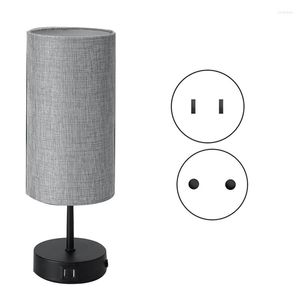 Bordslampor 1 datorer Lampa med USB Port Touch Control 3 Väg Dimble Nightstand Fabric Shade för sovrums vardagsrumskontor US Plug