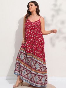 カジュアルドレスFinjani Ditsy Floral Maxi Cami Dress Backless Plus Size summer Elegant Large Hem Beach230214