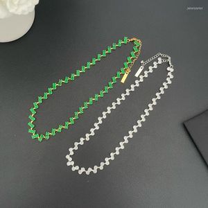 Kedjor Tidlös undrar fancy zirconia geo choker halsband för kvinnor designer smycken koreansk trendig gåva estetik söt sällsynt topp 2446