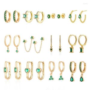 Hoop Earrings CRMYA Silver Gold Filled Green For Women Girls Round Flower Snake CZ Zircon Water Drop Earings Jewerly Wholesale