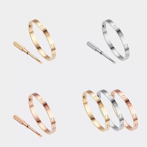 Love Screw Armband Designer Bangle 4 Diamond Charm Armelets Designers smycken Titanium Steel Gold-Plated Fade Never Allergic Gold/Silver/Rose; Butik/33965