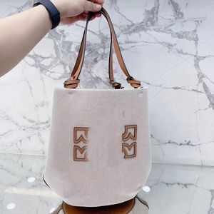 Canvas Tote Bag Vintage Bucket Bag Beach Bags Women Handv￤skor axelhandv￤ska Designer Totes lyxv￤ska pl￥nbok stor kapacitet l￤der botten guld h￥rdvara p￥se