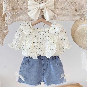 LZH Summer Short Sleeve Ruffles Top Shorts Set per abbigliamento per ragazze Tuta per bambini Fashion Kid Suit Year Baby Set