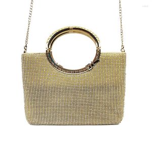 Bolsas de noite Rhinestones Crystal Clutch for Women Ring Handle Wedding Festes Cocktail Prom Luxury Designer Bolsas