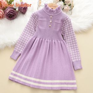 Girl's Dresses Bear Leader Autumn Winter Girls Dress 48y Kids Princess Party Sweater Sticked Christmas Costume Baby Girl Clothes 230214