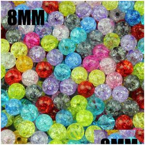 Andra toppkvalitet 100st Mixed 8mm Colorf Plain Crackle Acrylic Crack runda boll Trasig Löst pärlarmband smycken diy droppe dhgarden dhu8e