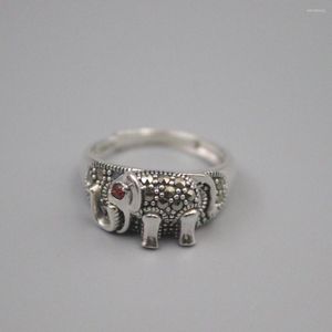 Ringos de cluster Pure 925 Sterling Silver Ring Band 9mm Tamanho do elefante de zircão ajustável para homens homens