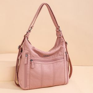 Abendtaschen Annmouler Große Kapazität Frauen Handtasche Pu Leder Umhängetasche Weibliche Multifunktions Schulter Tasche Rosa sac a main femme 230214