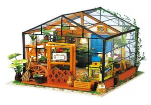 Doll House Accessories 3D DIY Dollhouse Kit Model Greenhouse Miniature LED Light Building Puzzle Male and Female Birthday Christma4303939