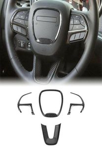 Carbon Fiber ABS Car Steering Wheel Trim Emblem Kit Sticker Decoration Cover for Dodge Charger 2015 Interior Accessories49144917721916