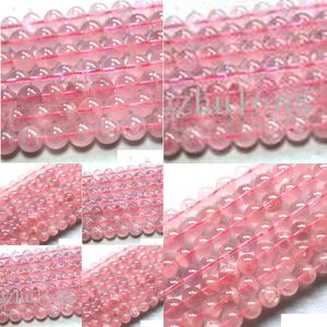 Glas 8mm grossist naturlig madagaskar rosa kvarts 1010,5 mm rund ädelsten lösa pärlor för smycken gör design droppe dhgarden dhl1i