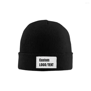 Berets Custom Personalised Knitted Beanie Hat Diy Your Logo/Text/Po Warm Winter Cap