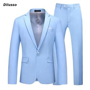 Herrdräkter blazrar män dubbelbröst rand slim-fit kontor blazer lapel fast mode formell byxdräkt sätter två stycken för bröllop tern