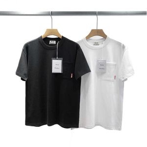 Camisetas masculinas novo super verão solto casual bolso ac dios camisetas das mulheres dos homens cor pura topos de manga curta para homem y2302