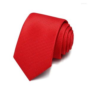 Bow Ties 2023 Brand Fashion High Quality Men 7CM Geometric Pattern Red Necktie Wedding Formal Suit Neck Tie For With Gift Box