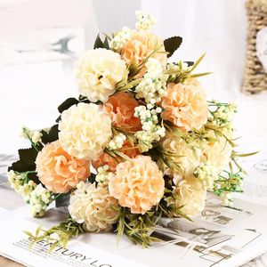 Dekorativa blommor Silk Hydrangea Artificial Flower Pink Wedding Bride Holding Fake Small Bouquet Party Home Decoration